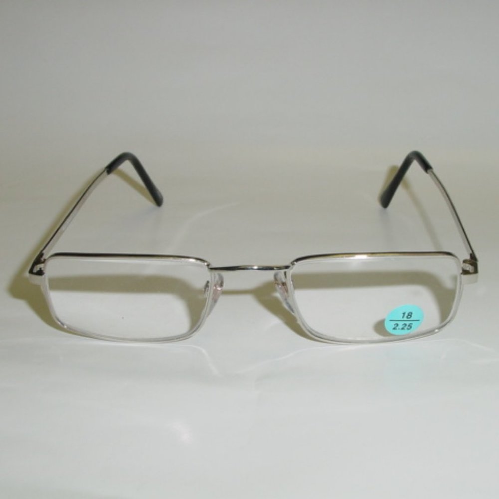 NWT Vintage 90's Small Rectangle Half Frame Reading Glasses +2.00 (S.Silver)